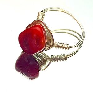 Handmade wire bamboo coral ring